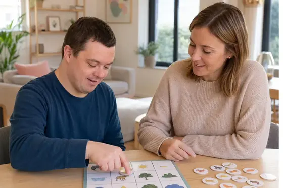 Activité de stimulation cognitive partagée avec une personne en situation de handicap intellectuel