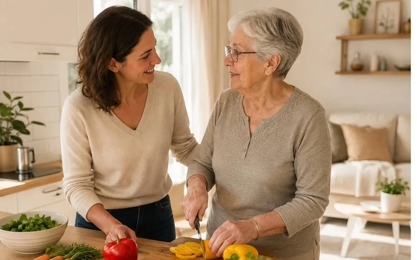 Aide au repas à domicile auprès d'une personne âgée
