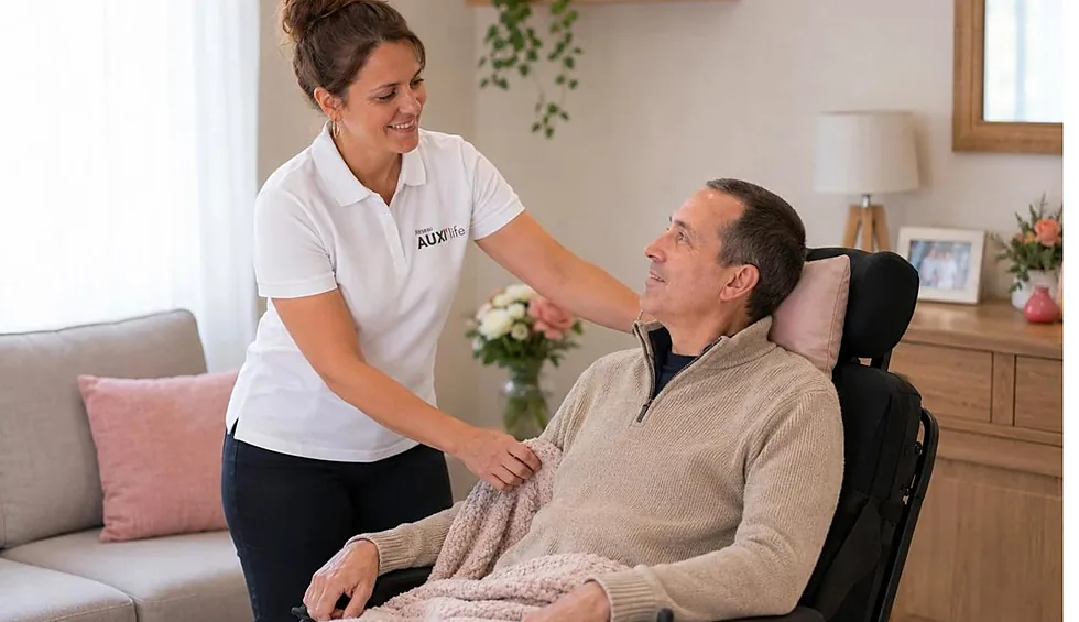 Maladie de Charcot : accompagnement à domicile par une auxiliaire de vie AUXI’life